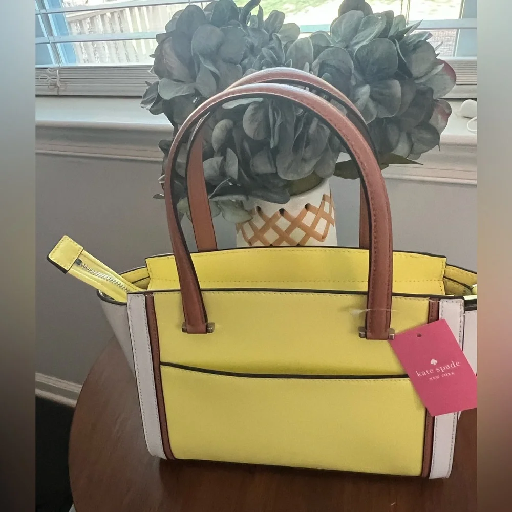 Kate Spade Yellow and White Satchel